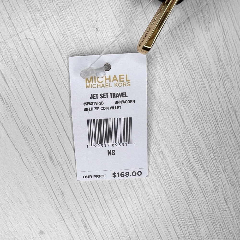 Michael Kors Jet Set Travel Billfold Zip Coin Wallet in Brown/Acorn NWT - Picture 13 of 13